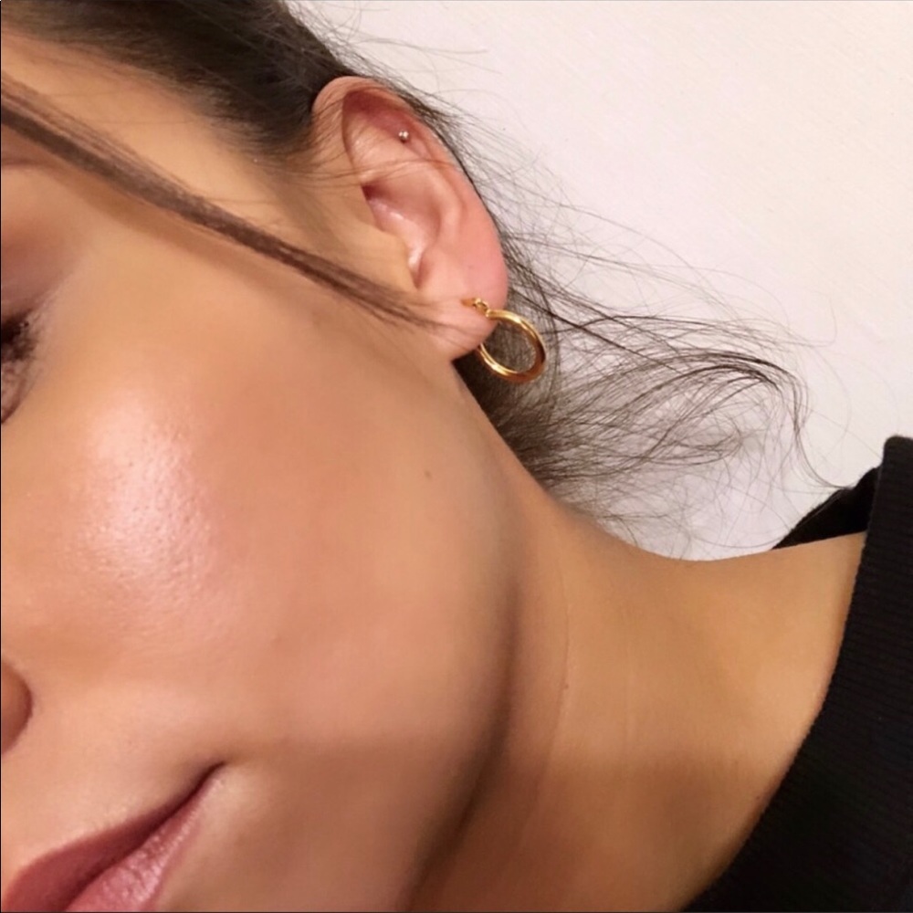 Dainty Yellow Gold Filled Hoops - Picture 4 of 5